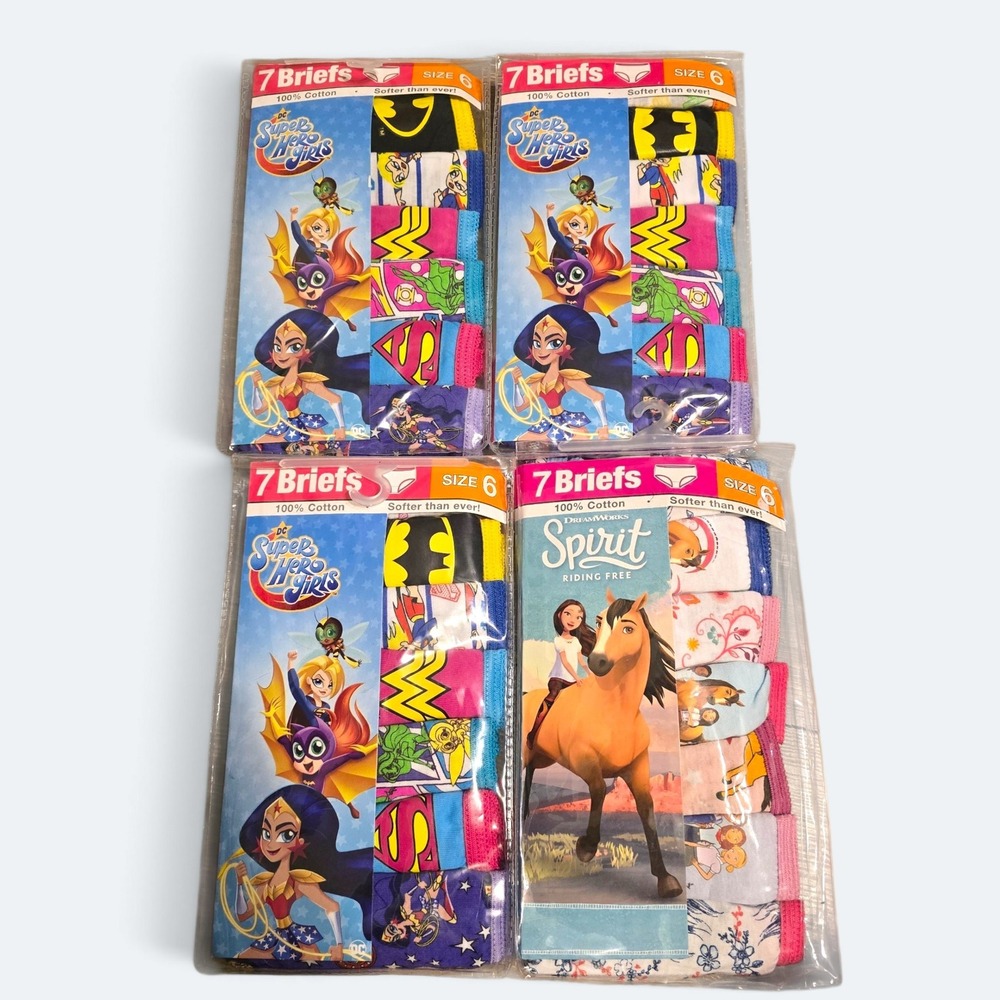 Girls Briefs Underwear Size 6 DC Super Hero Girls Spirit Riding 4 Pack 28 Pairs